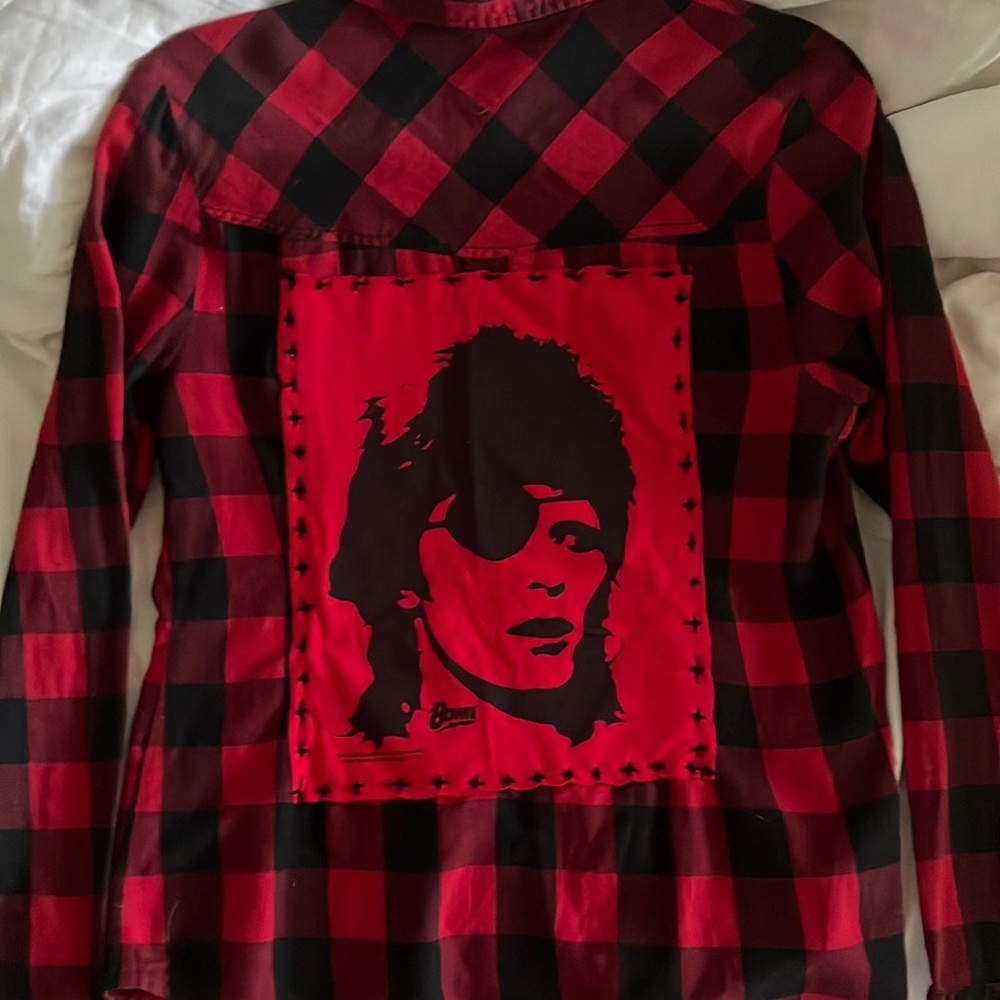 Vintage flannel David Bowie hand stitched one of a kind